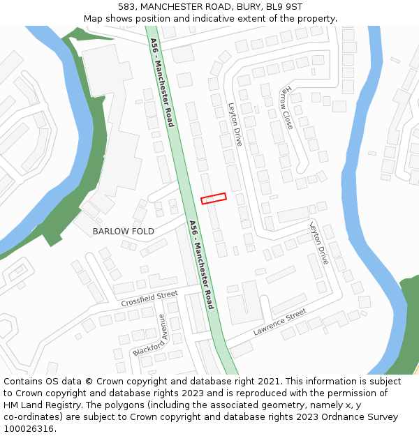 583, MANCHESTER ROAD, BURY, BL9 9ST: Location map and indicative extent of plot