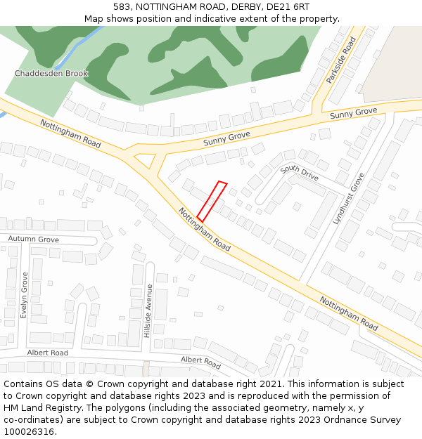 583, NOTTINGHAM ROAD, DERBY, DE21 6RT: Location map and indicative extent of plot