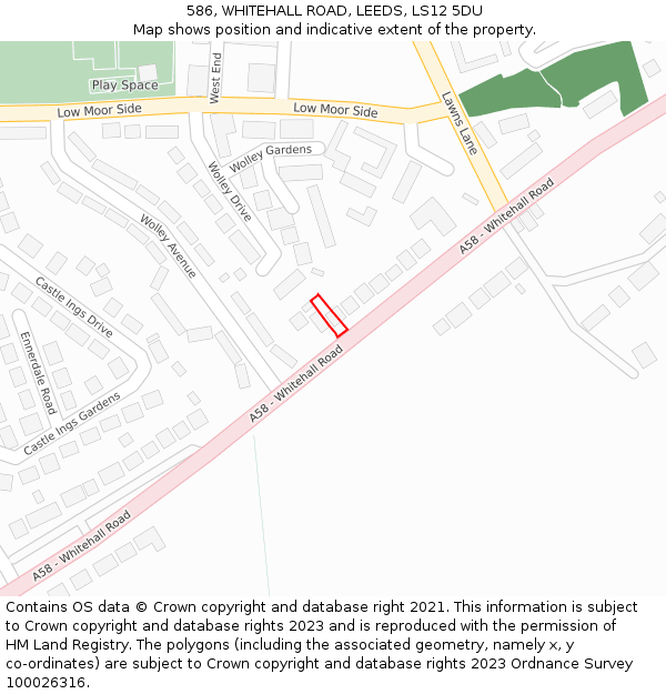 586, WHITEHALL ROAD, LEEDS, LS12 5DU: Location map and indicative extent of plot