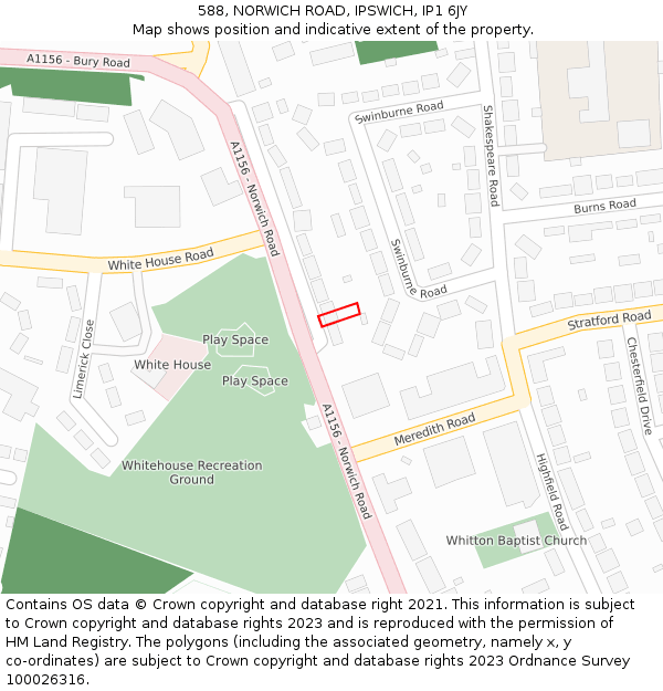 588, NORWICH ROAD, IPSWICH, IP1 6JY: Location map and indicative extent of plot