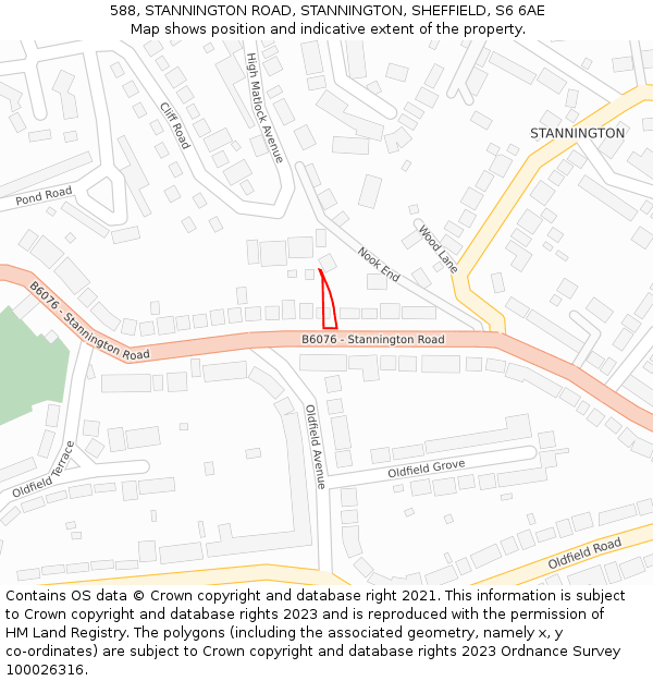 588, STANNINGTON ROAD, STANNINGTON, SHEFFIELD, S6 6AE: Location map and indicative extent of plot