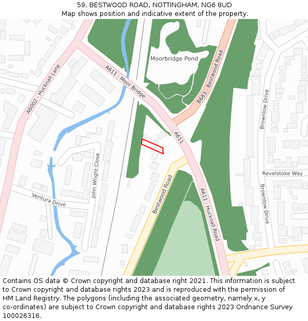 59, BESTWOOD ROAD, NOTTINGHAM, NG6 8UD: Location map and indicative extent of plot