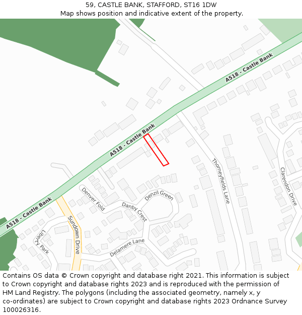 59, CASTLE BANK, STAFFORD, ST16 1DW: Location map and indicative extent of plot