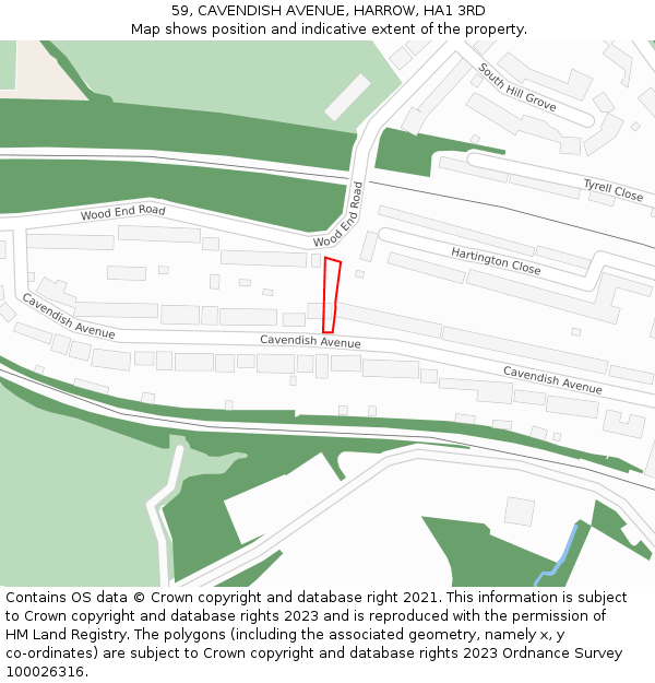 59, CAVENDISH AVENUE, HARROW, HA1 3RD: Location map and indicative extent of plot
