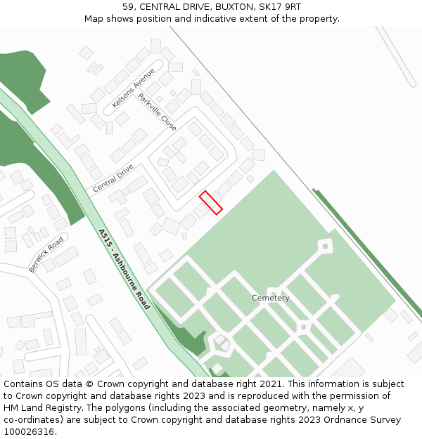 59, CENTRAL DRIVE, BUXTON, SK17 9RT: Location map and indicative extent of plot