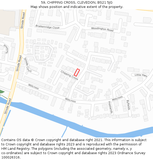 59, CHIPPING CROSS, CLEVEDON, BS21 5JG: Location map and indicative extent of plot