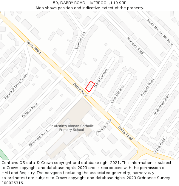 59, DARBY ROAD, LIVERPOOL, L19 9BP: Location map and indicative extent of plot