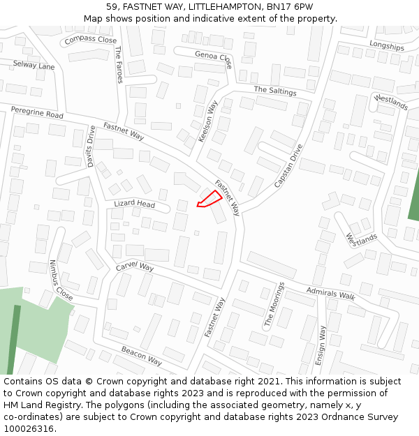 59, FASTNET WAY, LITTLEHAMPTON, BN17 6PW: Location map and indicative extent of plot