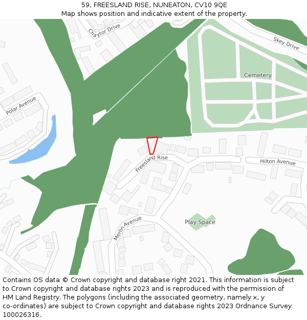 59, FREESLAND RISE, NUNEATON, CV10 9QE: Location map and indicative extent of plot
