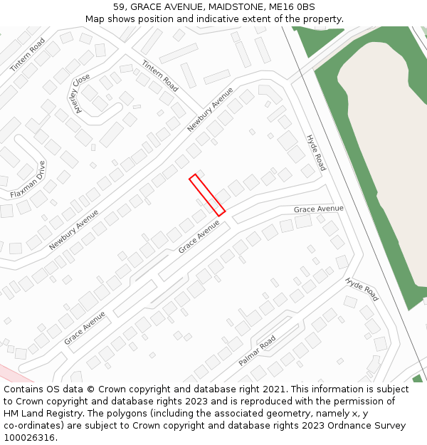 59, GRACE AVENUE, MAIDSTONE, ME16 0BS: Location map and indicative extent of plot