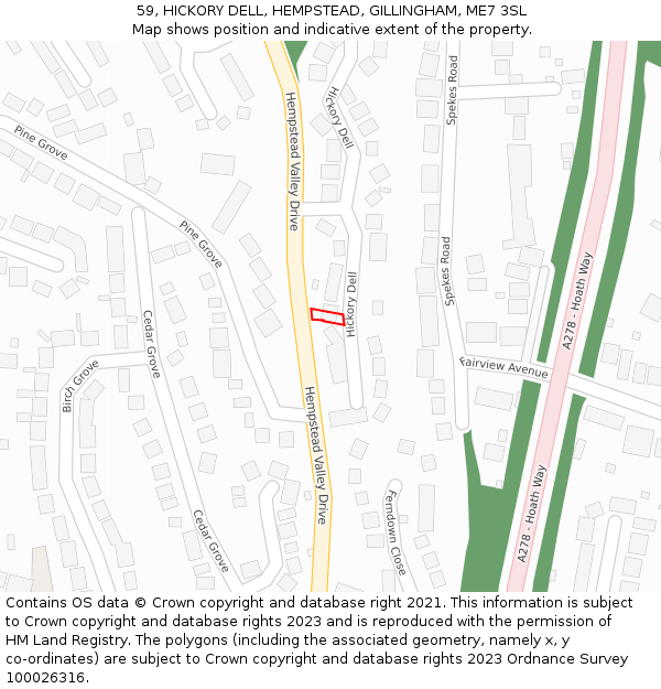 59, HICKORY DELL, HEMPSTEAD, GILLINGHAM, ME7 3SL: Location map and indicative extent of plot
