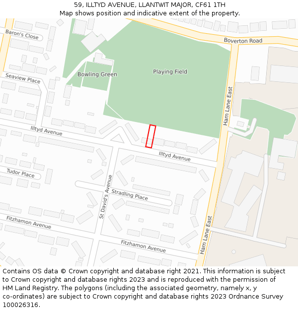 59, ILLTYD AVENUE, LLANTWIT MAJOR, CF61 1TH: Location map and indicative extent of plot