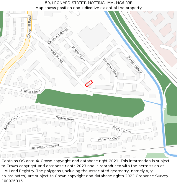 59, LEONARD STREET, NOTTINGHAM, NG6 8RR: Location map and indicative extent of plot