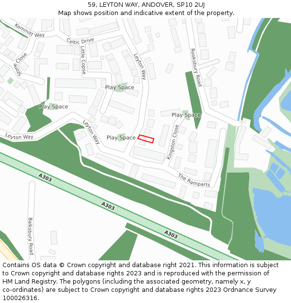 59, LEYTON WAY, ANDOVER, SP10 2UJ: Location map and indicative extent of plot