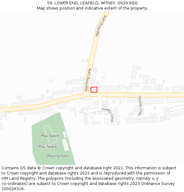59, LOWER END, LEAFIELD, WITNEY, OX29 9QG: Location map and indicative extent of plot