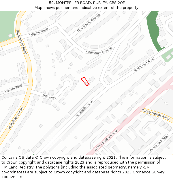 59, MONTPELIER ROAD, PURLEY, CR8 2QF: Location map and indicative extent of plot