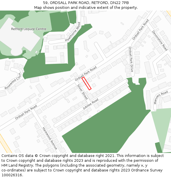 59, ORDSALL PARK ROAD, RETFORD, DN22 7PB: Location map and indicative extent of plot