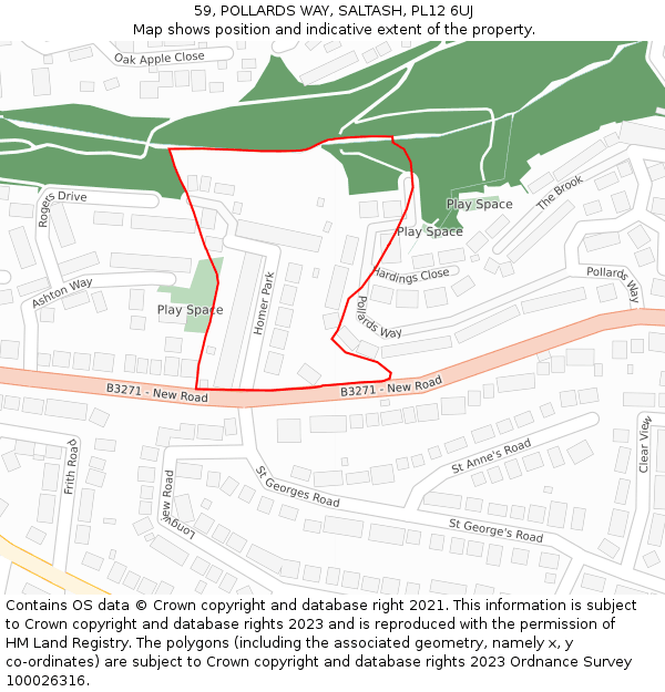 59, POLLARDS WAY, SALTASH, PL12 6UJ: Location map and indicative extent of plot