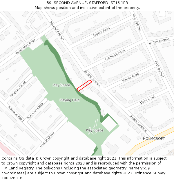 59, SECOND AVENUE, STAFFORD, ST16 1PR: Location map and indicative extent of plot