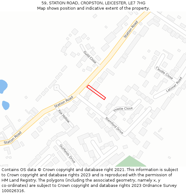 59, STATION ROAD, CROPSTON, LEICESTER, LE7 7HG: Location map and indicative extent of plot