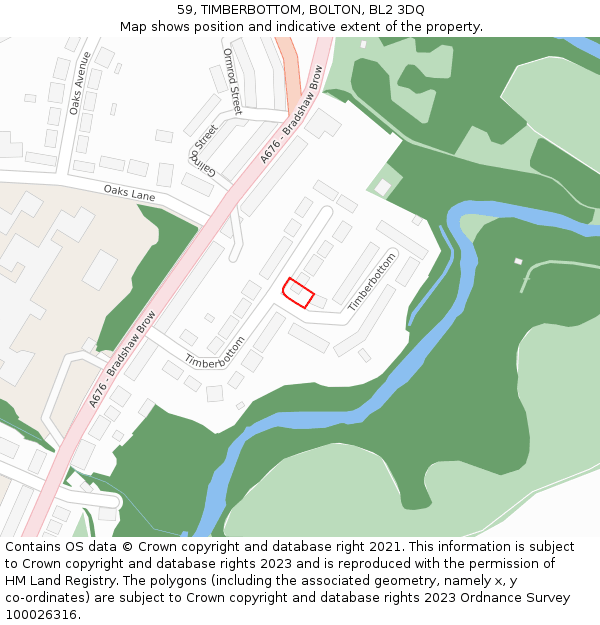 59, TIMBERBOTTOM, BOLTON, BL2 3DQ: Location map and indicative extent of plot