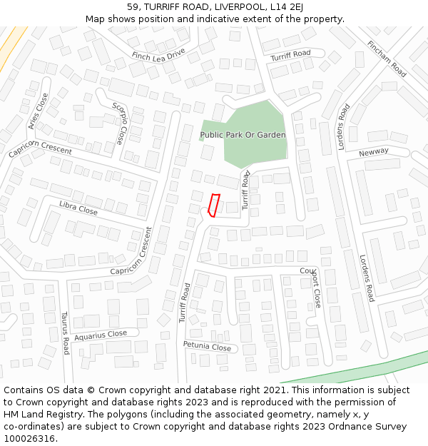 59, TURRIFF ROAD, LIVERPOOL, L14 2EJ: Location map and indicative extent of plot