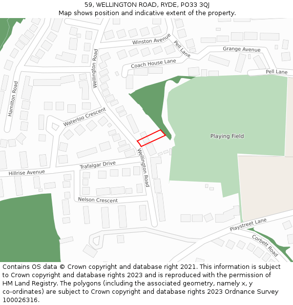 59, WELLINGTON ROAD, RYDE, PO33 3QJ: Location map and indicative extent of plot
