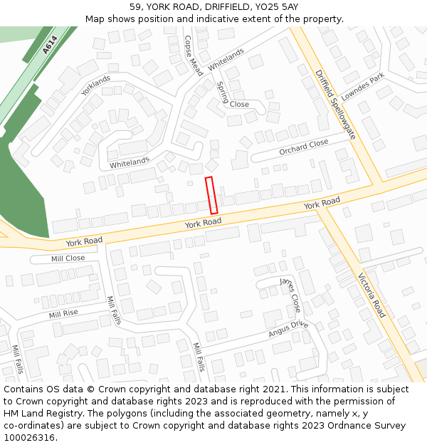 59, YORK ROAD, DRIFFIELD, YO25 5AY: Location map and indicative extent of plot