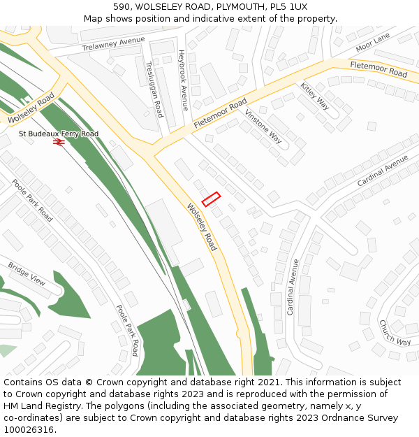 590, WOLSELEY ROAD, PLYMOUTH, PL5 1UX: Location map and indicative extent of plot