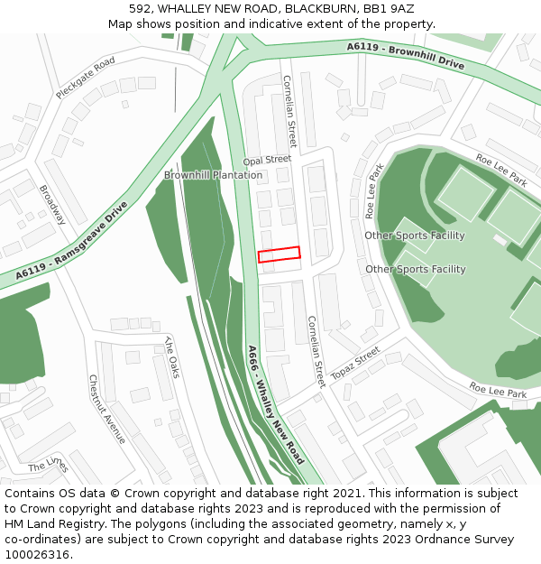 592, WHALLEY NEW ROAD, BLACKBURN, BB1 9AZ: Location map and indicative extent of plot