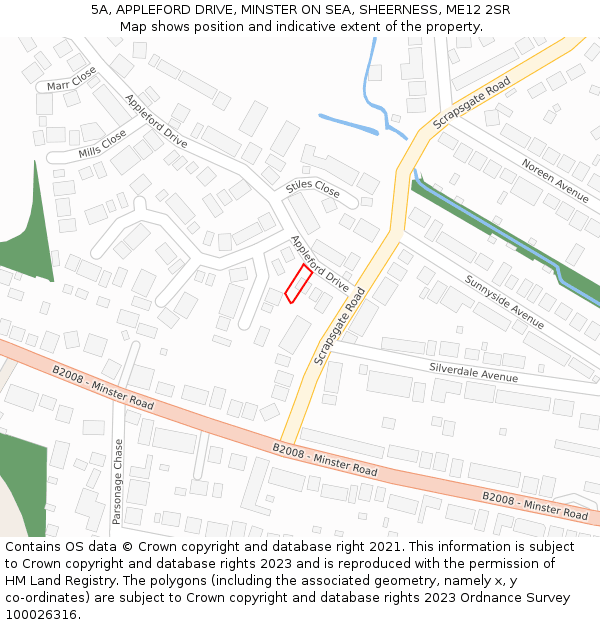 5A, APPLEFORD DRIVE, MINSTER ON SEA, SHEERNESS, ME12 2SR: Location map and indicative extent of plot