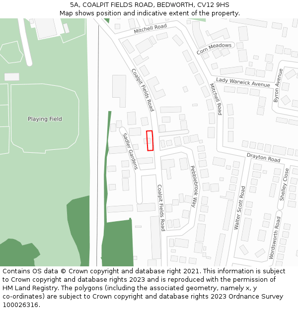 5A, COALPIT FIELDS ROAD, BEDWORTH, CV12 9HS: Location map and indicative extent of plot