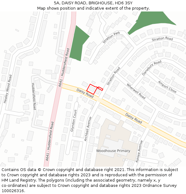 5A, DAISY ROAD, BRIGHOUSE, HD6 3SY: Location map and indicative extent of plot