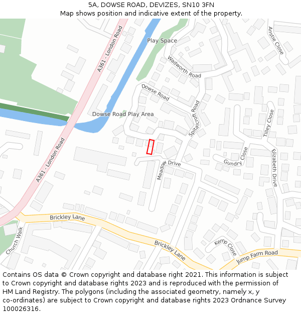 5A, DOWSE ROAD, DEVIZES, SN10 3FN: Location map and indicative extent of plot