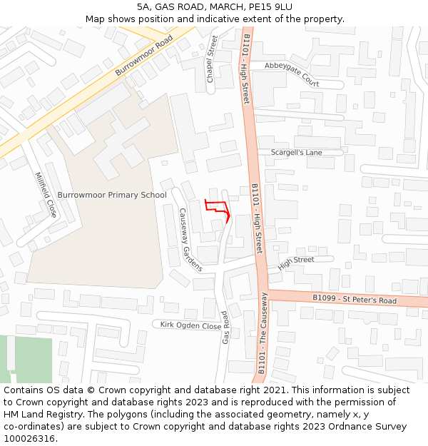 5A, GAS ROAD, MARCH, PE15 9LU: Location map and indicative extent of plot