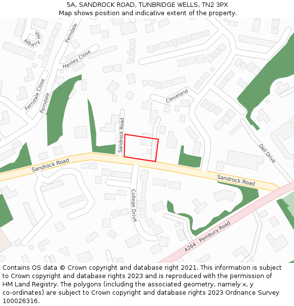 5A, SANDROCK ROAD, TUNBRIDGE WELLS, TN2 3PX: Location map and indicative extent of plot