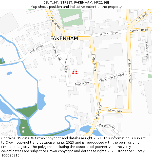 5B, TUNN STREET, FAKENHAM, NR21 9BJ: Location map and indicative extent of plot