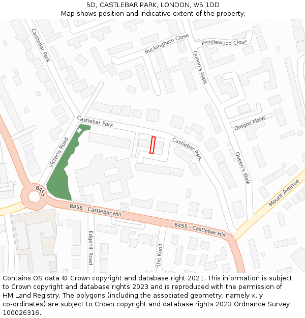 5D, CASTLEBAR PARK, LONDON, W5 1DD: Location map and indicative extent of plot