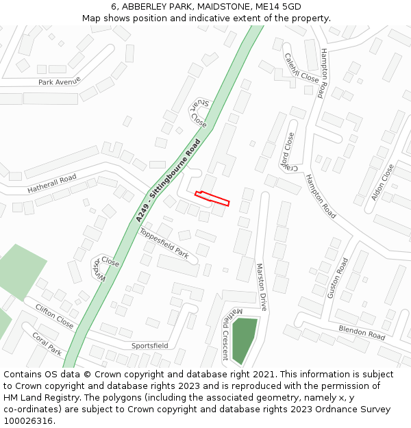 6, ABBERLEY PARK, MAIDSTONE, ME14 5GD: Location map and indicative extent of plot
