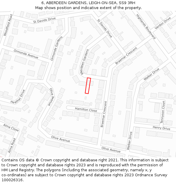 6, ABERDEEN GARDENS, LEIGH-ON-SEA, SS9 3RH: Location map and indicative extent of plot