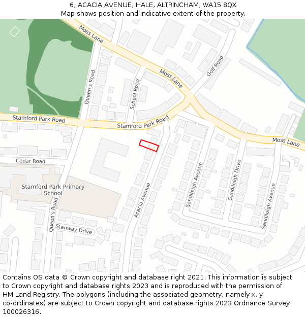 6, ACACIA AVENUE, HALE, ALTRINCHAM, WA15 8QX: Location map and indicative extent of plot