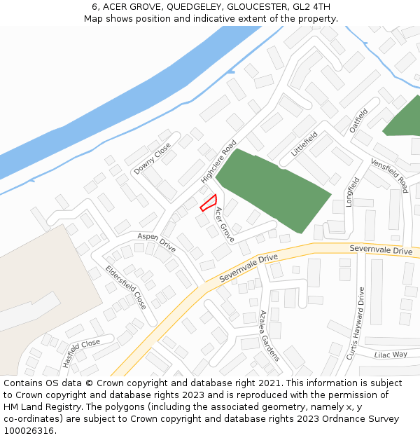 6, ACER GROVE, QUEDGELEY, GLOUCESTER, GL2 4TH: Location map and indicative extent of plot
