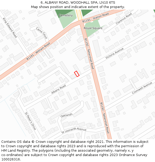 6, ALBANY ROAD, WOODHALL SPA, LN10 6TS: Location map and indicative extent of plot