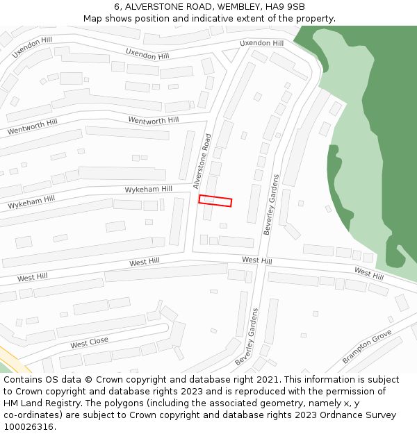 6, ALVERSTONE ROAD, WEMBLEY, HA9 9SB: Location map and indicative extent of plot