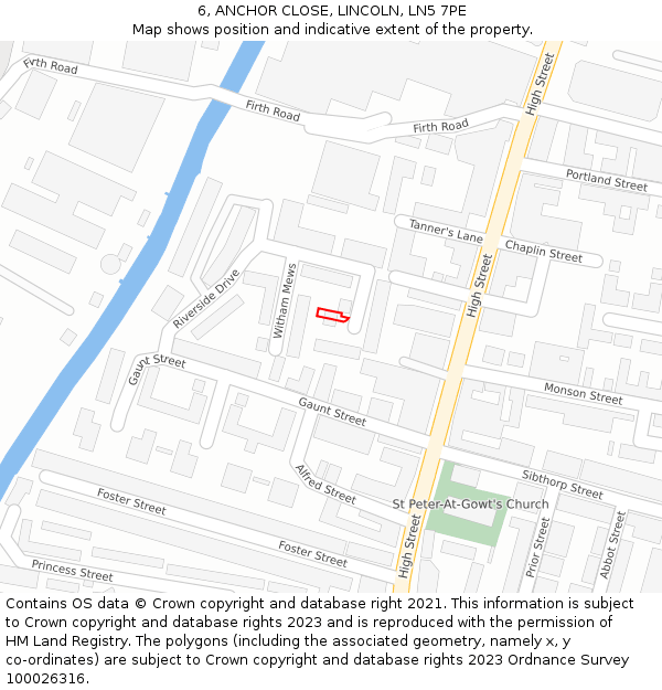 6, ANCHOR CLOSE, LINCOLN, LN5 7PE: Location map and indicative extent of plot