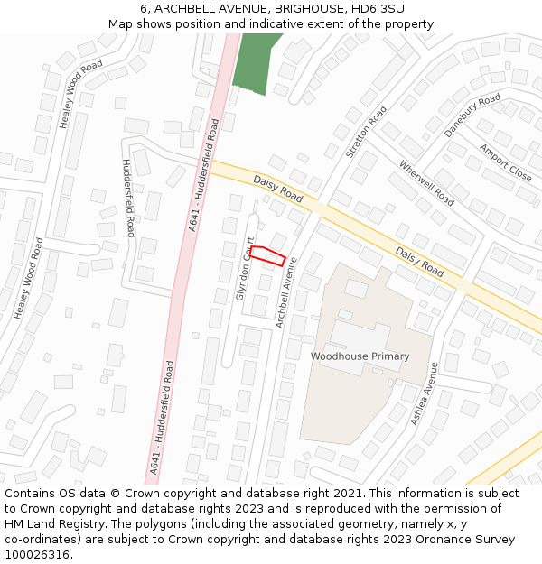 6, ARCHBELL AVENUE, BRIGHOUSE, HD6 3SU: Location map and indicative extent of plot