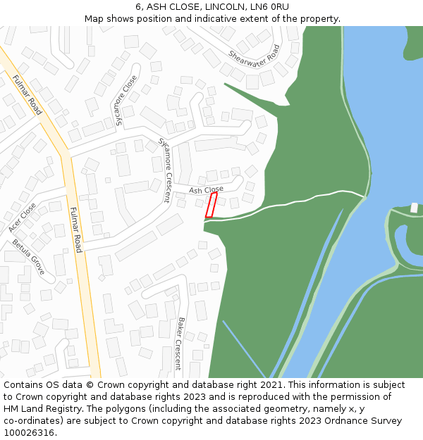 6, ASH CLOSE, LINCOLN, LN6 0RU: Location map and indicative extent of plot