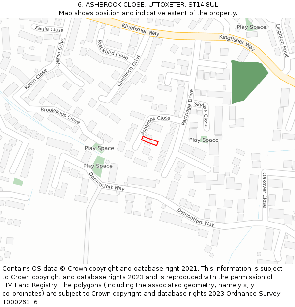 6, ASHBROOK CLOSE, UTTOXETER, ST14 8UL: Location map and indicative extent of plot