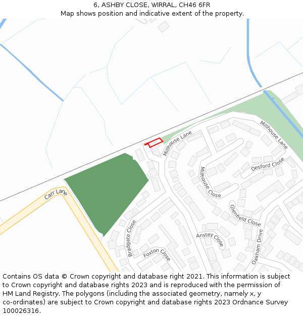 6, ASHBY CLOSE, WIRRAL, CH46 6FR: Location map and indicative extent of plot