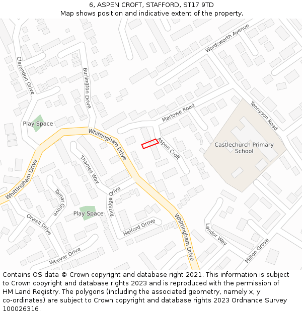 6, ASPEN CROFT, STAFFORD, ST17 9TD: Location map and indicative extent of plot